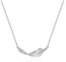 Load image into Gallery viewer, 925 Sterling Silver Crystal Feather Charm Pendant Necklace