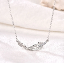 Load image into Gallery viewer, 925 Sterling Silver Crystal Feather Charm Pendant Necklace