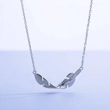 Load image into Gallery viewer, 925 Sterling Silver Crystal Feather Charm Pendant Necklace