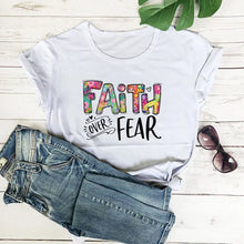 Load image into Gallery viewer, Retro Faith Over Fear Women T Shirt