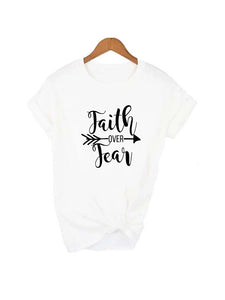 Faith Over Fear Arrow Christian Women  T Shirts