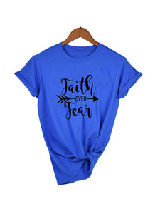 Faith Over Fear Arrow Christian Women  T Shirts