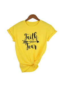 Faith Over Fear Arrow Christian Women  T Shirts