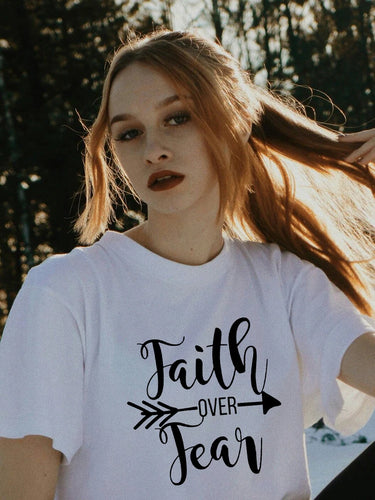 Faith Over Fear Arrow Christian Women  T Shirts