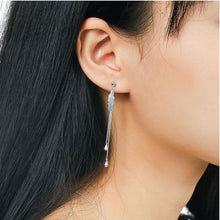 Load image into Gallery viewer, Drop Feather Earrings with Tassel - 925 Sterling Silver