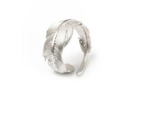 Retro Feather Of Faith - 925 Sterling Silver Adjustable Ring