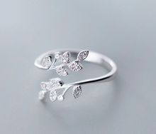 Load image into Gallery viewer, 925 Sterling Silver Leaf Mosaic CZ Zircon - Adjustable Ring