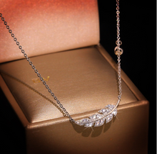 Load image into Gallery viewer, Delicate Female Clavicle Chain 925 Sterling Silver Feather Leaf