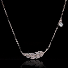 Load image into Gallery viewer, Delicate Female Clavicle Chain 925 Sterling Silver Feather Leaf