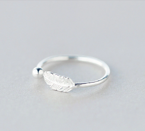 New Feather Plumage - 925 Sterling Silver Adjustable Rings