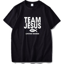 Load image into Gallery viewer, Team Jesus Fish - Life Time Member - Men&#39;s Crew Neck Cotton T Shirt