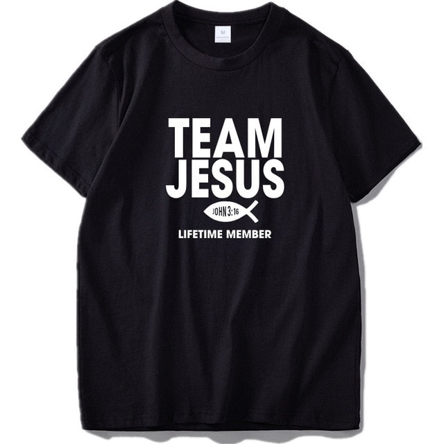 Team Jesus Fish - Life Time Member - Men's Crew Neck Cotton T Shirt