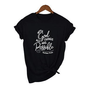 Black With God All Things Are Possible women's t shirt