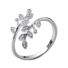 Load image into Gallery viewer, 925 Sterling Silver Leaf Mosaic CZ Zircon - Adjustable Ring