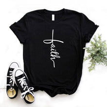 Load image into Gallery viewer, Black T shirt faith cross