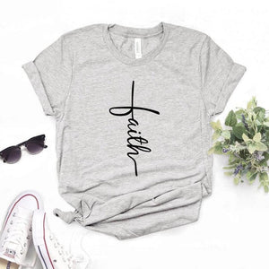 Grey T shirt faith cross