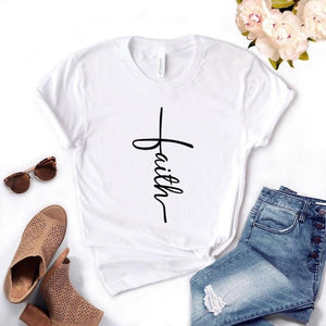 White T shirt faith cross