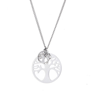 Silver Boho Tree Of Life Pendant Stainless Steel Necklace 