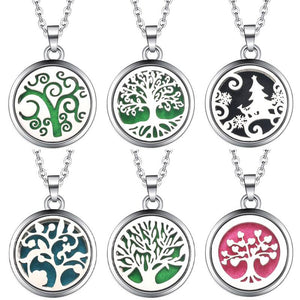 Tree Of Life - Magnetic Stainless Steel Essential Oil Diffuser - Locket Necklace