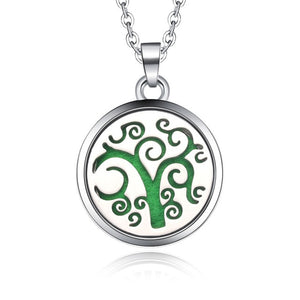 Tree Of Life - Magnetic Stainless Steel Essential Oil Diffuser - Locket Necklace