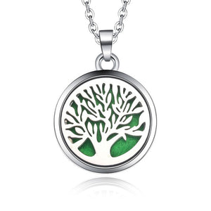 Tree Of Life - Magnetic Stainless Steel Essential Oil Diffuser - Locket Necklace