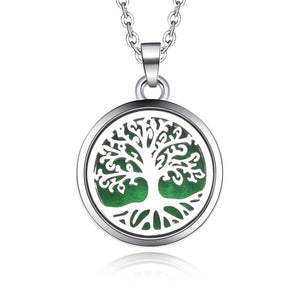 Tree Of Life - Magnetic Stainless Steel Essential Oil Diffuser - Locket Necklace