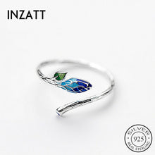 Load image into Gallery viewer, Blue New Life Leaf - 925 Sterling Silver Adjustable Ring