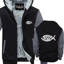 Load image into Gallery viewer, Jesus Fish Christian Fish Men&#39;s Hoody Thick Winter Jacket