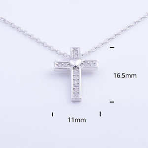 Heart Templar - 925 Sterling Silver Cubic Zircon Cross Necklaces - Multiple styles