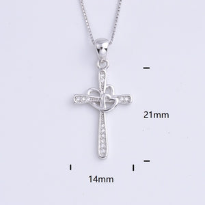 Heart Templar - 925 Sterling Silver Cubic Zircon Cross Necklaces - Multiple styles