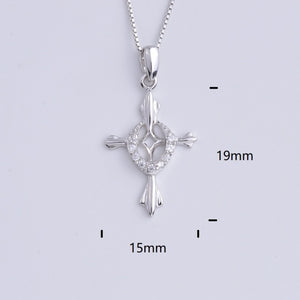 Heart Templar - 925 Sterling Silver Cubic Zircon Cross Necklaces - Multiple styles