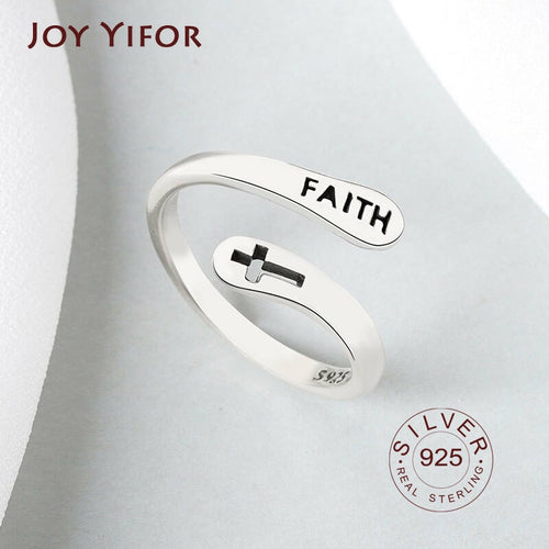 925 Sterling Silver Vintage Faith Cross Ring