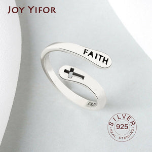 925 Sterling Silver Vintage Faith Cross Ring