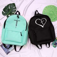 Load image into Gallery viewer, Christian Travel Backpacks -  Multiple Print - Jesus - Cross - Love - Heart