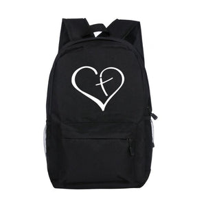 Christian Travel Backpacks -  Multiple Print - Jesus - Cross - Love - Heart