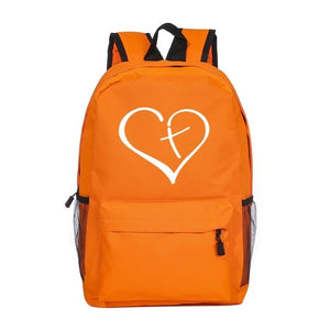 Christian Travel Backpacks -  Multiple Print - Jesus - Cross - Love - Heart