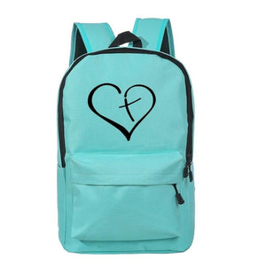 Christian Travel Backpacks -  Multiple Print - Jesus - Cross - Love - Heart