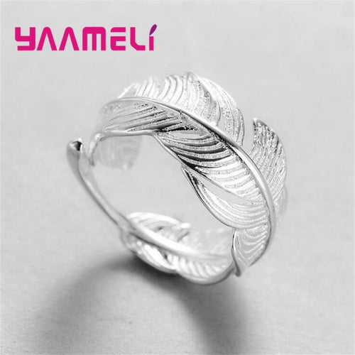 Retro Feather Of Faith - 925 Sterling Silver Adjustable Ring