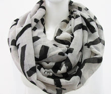 Load image into Gallery viewer, Women&#39;s Black White Cross - Loop Shawl Ring Scarf