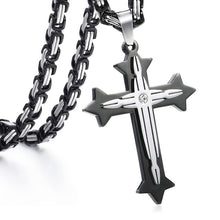 Load image into Gallery viewer, 3 Layer Cross Pendant Necklaces for Men - Stainless Steel Black