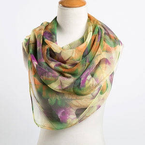 Women's Neelambari Leaf Print Gorgette Scarf